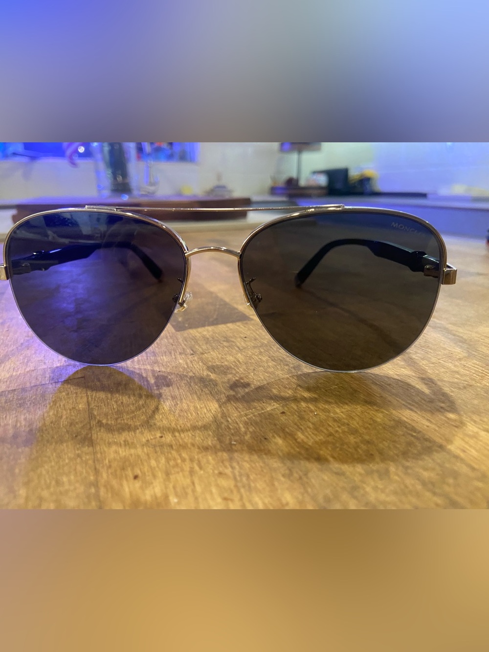 Women's Aviator Sunglasses with Gold Frame and Black Lenses